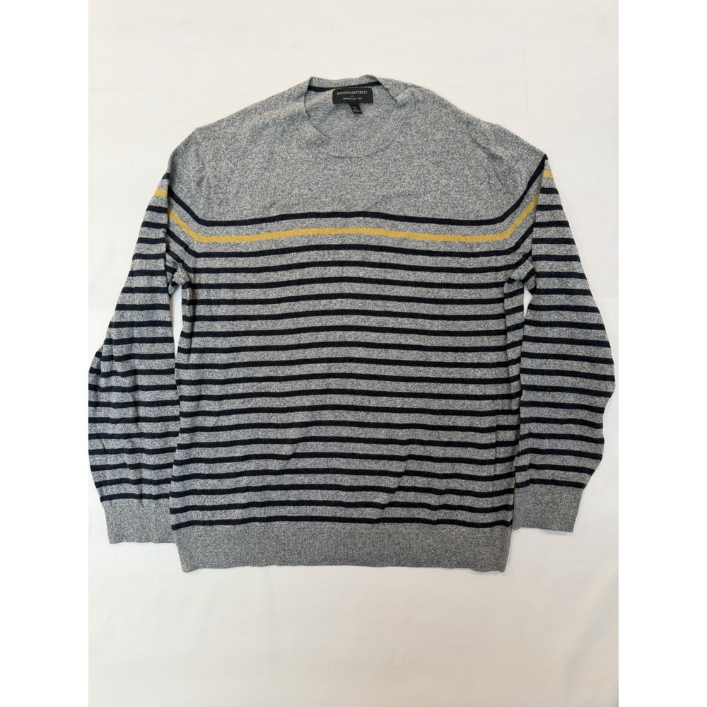 Banana Republic 594268-01 Men XL Premium Luxe Yarn Crewneck Striped Knit Sweater
